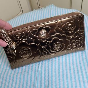 CHANEL gold brown clutch